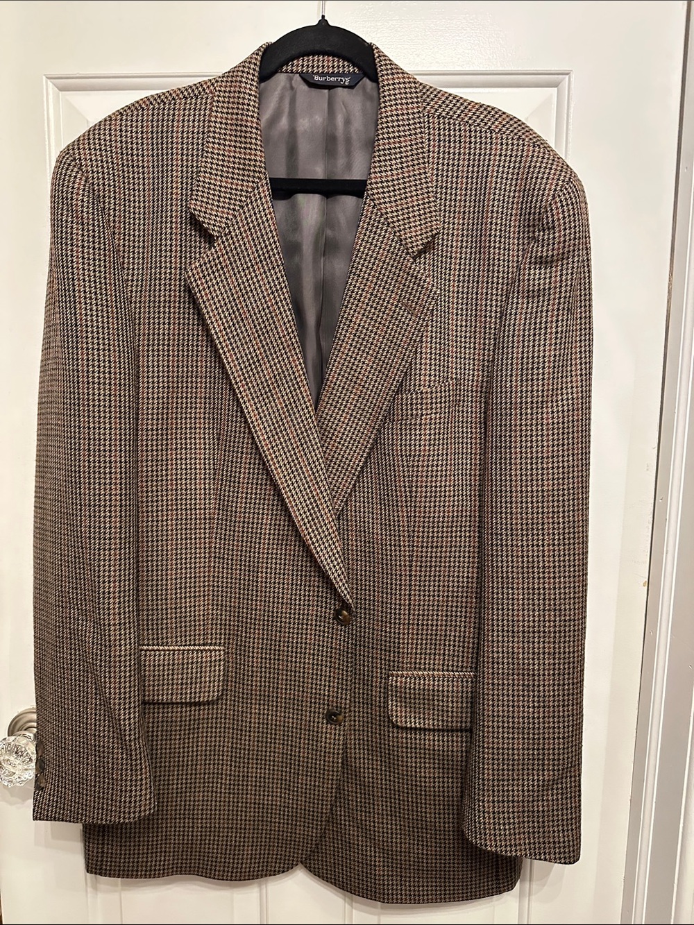Vintage Burberry Burberrys Brown Houndstooth Sport Coat XL